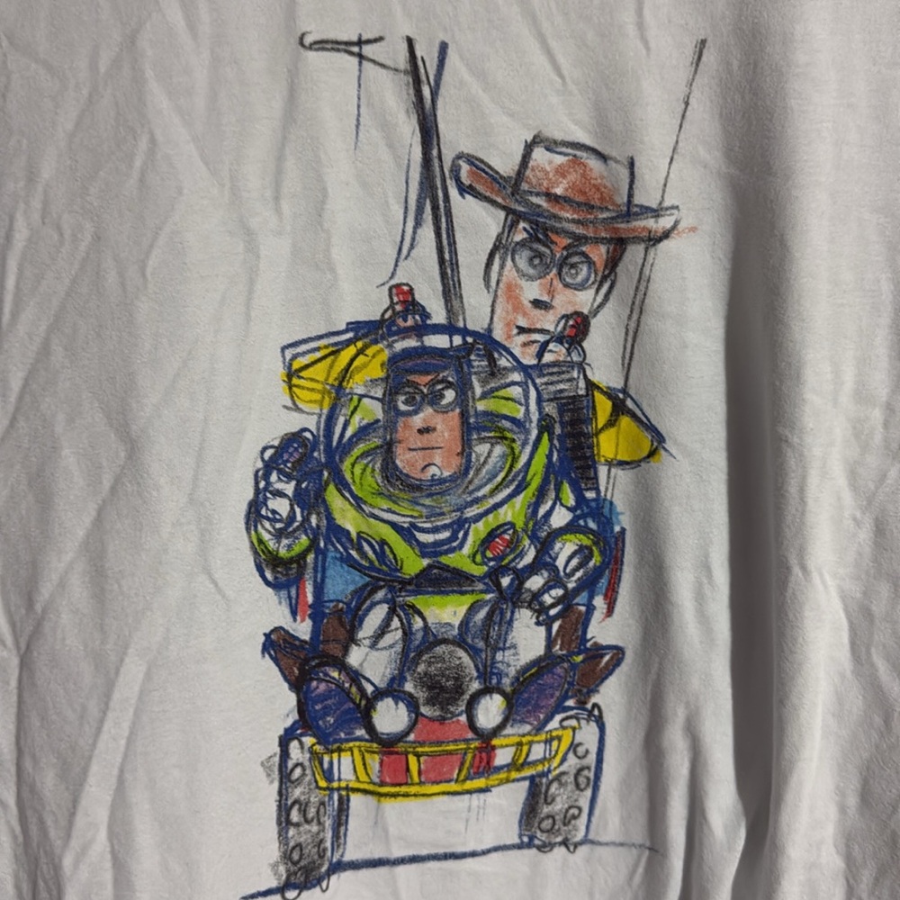 Uniqlo UT Pixar Buzz and Woody Sketch Cotton T-Shirt Size: S